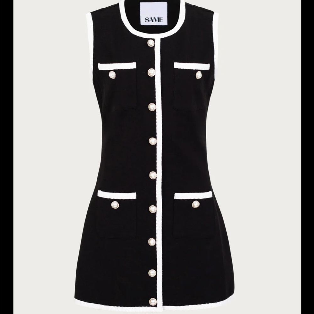 Elegant Black and White Sleeveless Dress